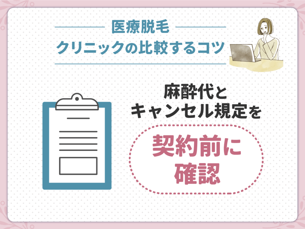 医療脱毛おすすめクリニックのぶっちゃけ比較②:麻酔代とキャンセル規定を契約前に確認する