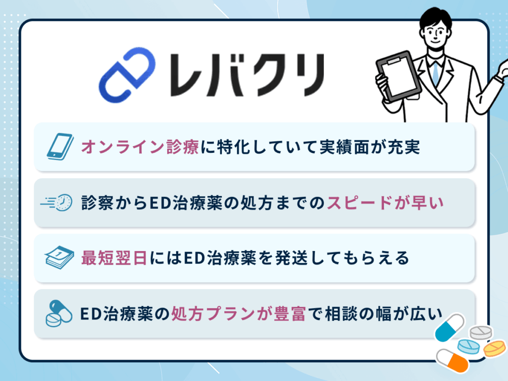レバクリのED治療薬オンライン診療プランとおすすめポイント