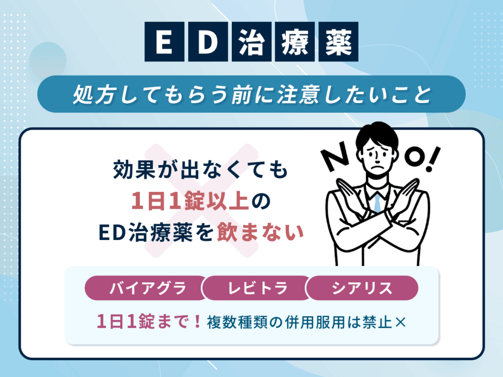 効果が出なくても1日1錠以上のED治療薬を飲まない