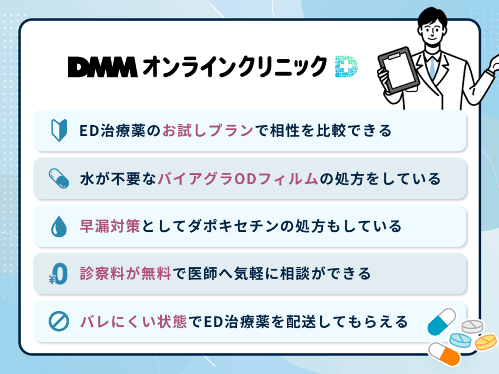 DMMオンラインクリニックのED治療薬オンライン診療プランとおすすめポイント