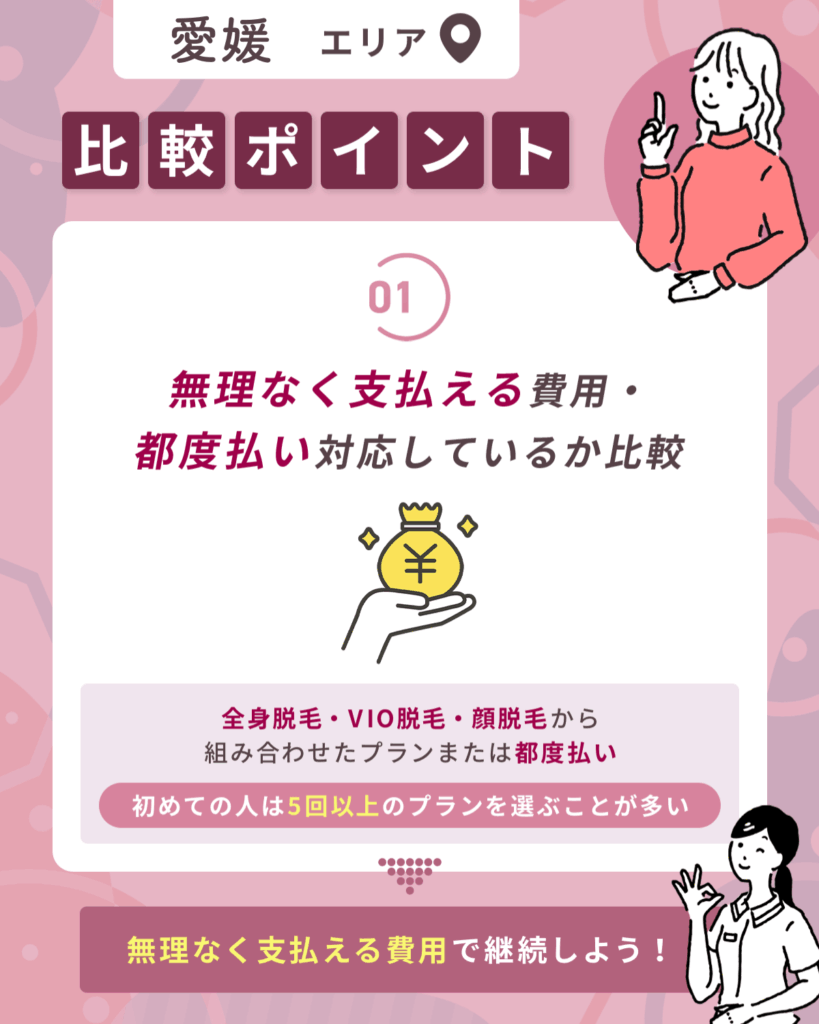 愛媛エリアで無理なく支払える費用・都度払い対応しているか比較