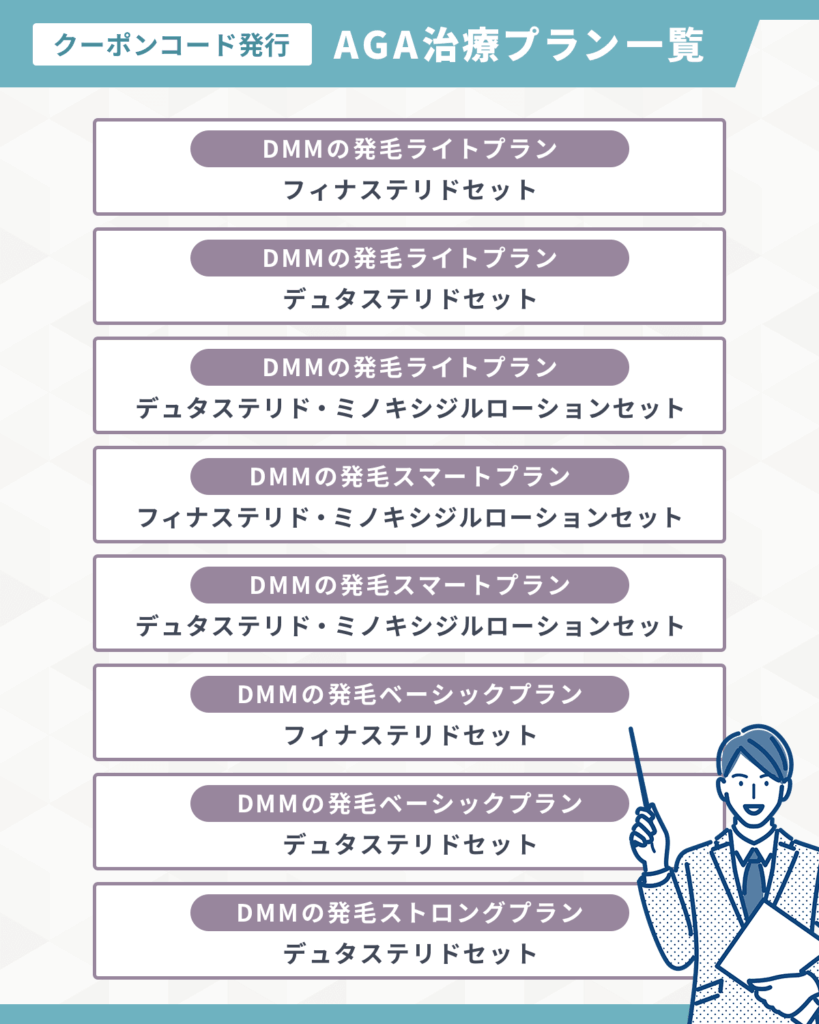 薄毛の症状別のDMMクリニック（dmm aga クリニック）で相性が良いプラン